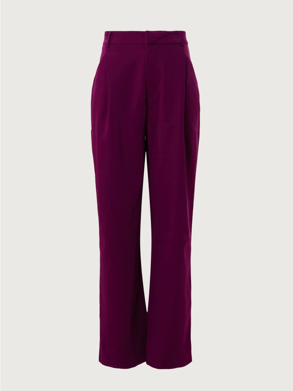 High-Waisted Wide-Leg Trousers - Wine